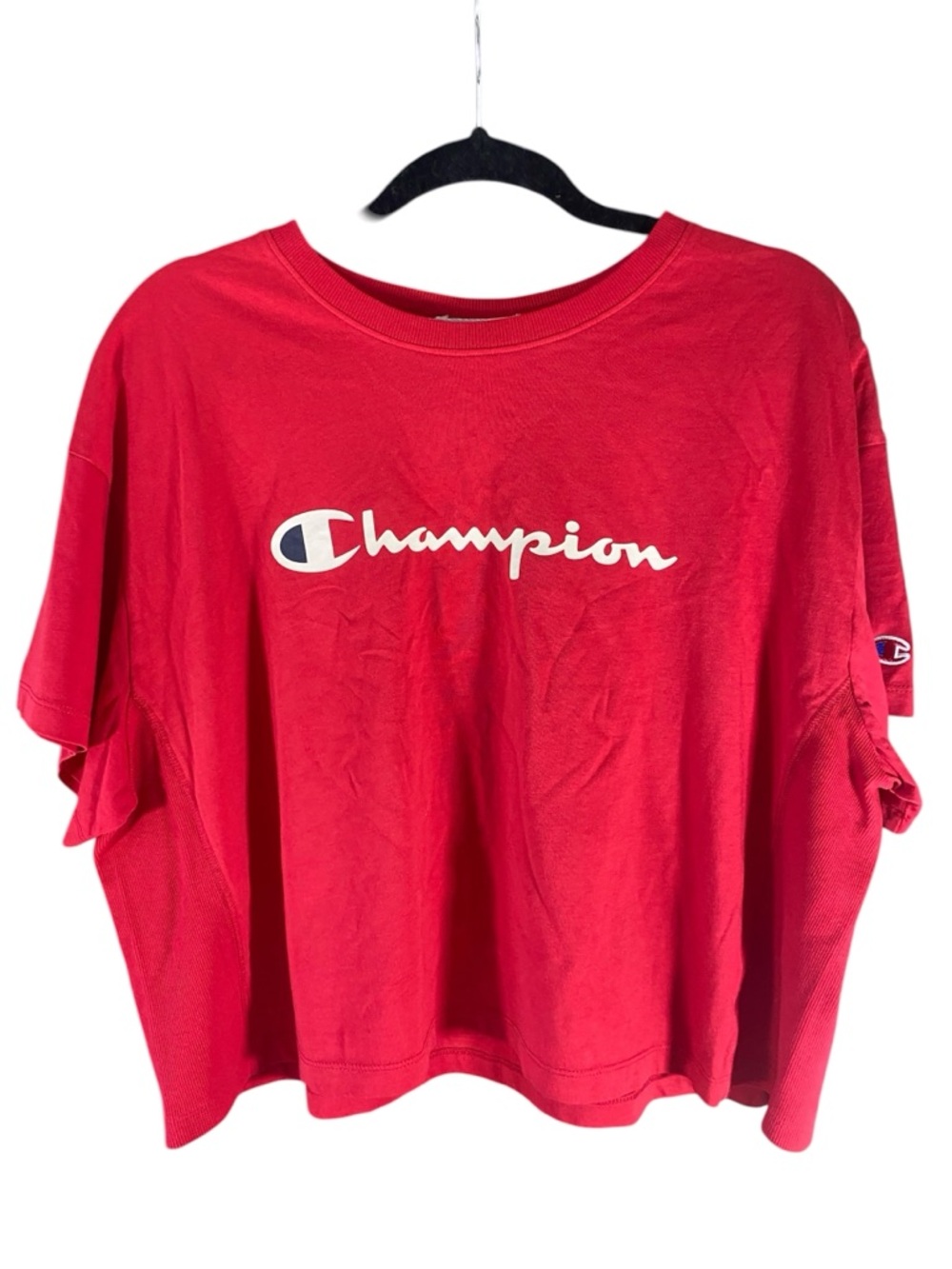 Champion Cropped Tee XL Red Logo Graphic Athletic Short Sleeve Shirt